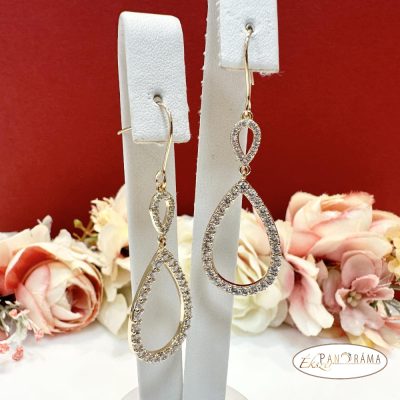 Antiallergén, kristályos lógós fülbevaló, 18K Gold Filled - Emilee 