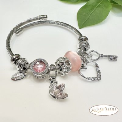 Ezüst színű divatos karkötő - Swan