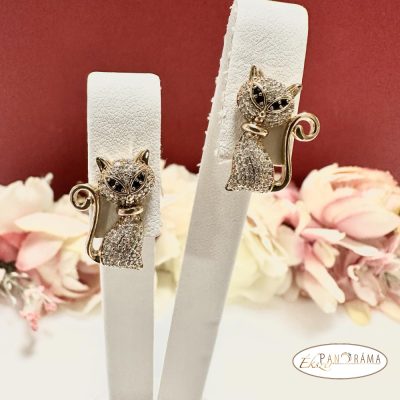 18K Gold Filled kapcsos fülbevaló - Cat gold