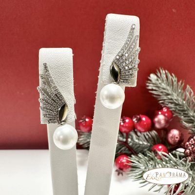 Antiallergén, White Gold Filled kapcsos fülbevaló - Wing white