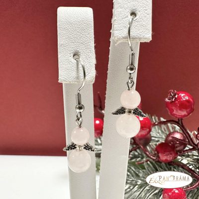 Ásványkő angyalka fülbevaló - rózsakvarc