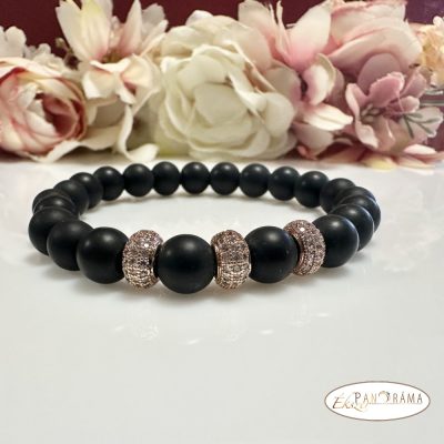 Ásványkő Karkötő ónix gold - 8 mm