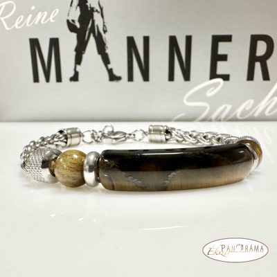 Nemesacél karkötő ásványkövekkel - Tigrisszem