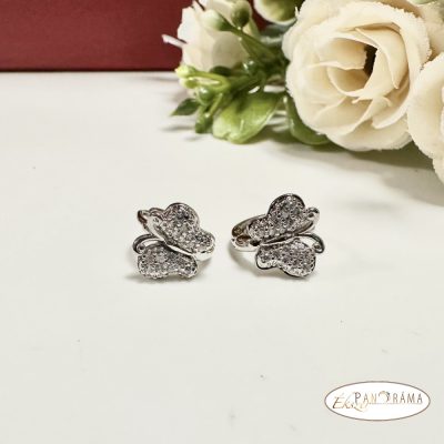 White Gold Filled, Bőrbarát fülbevaló - Pillangó