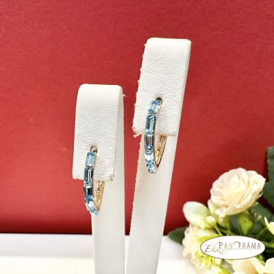 Eredeti kristályokkal díszített, Antiallergén fülbevaló, 18K Gold Filled - Kittina kék