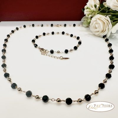 18K Gold Filled nyaklánc és karkötő szett csiszolt gyöngyökkel - Rebecca black