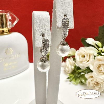 Antiallergén, White Gold Filled fülbevaló gyönggyel - Elíz 