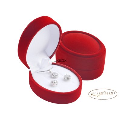 Bársony díszdoboz, piros - Ovális