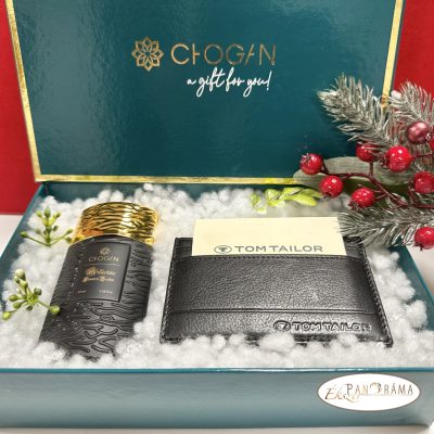 Ajándékcsomag Chogan férfi parfümmel és Tom Tailor kártyatartóval