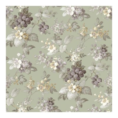 Fiori Country 8 - Zöld alapon virágcsokros tapéta 12305