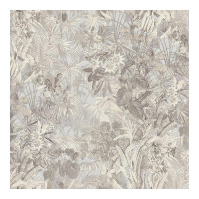 Kerti virágos szürke tapéta