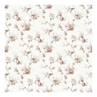 Fiori Country 8 - Fehér alapon kis rózsaszín -mályva virágos tapéta