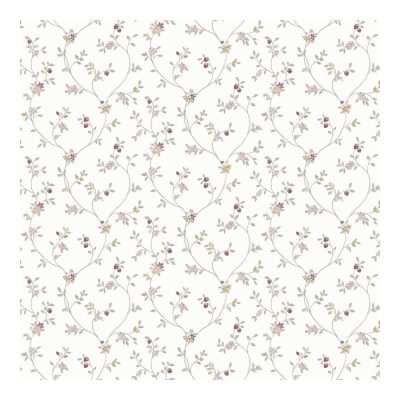 Fiori Country 8 - Fehér alapon szürke indás apró gyümölcsös tapéta 12332