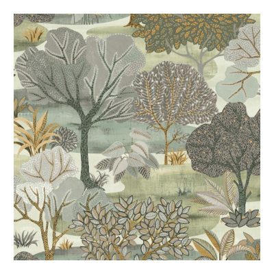 Allure - Zöld és krém színű Park mintás tapéta AL26253