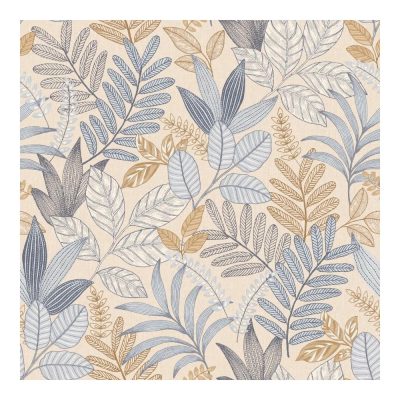 Allure - Kék és arany színű levél mintás tapéta AL26291