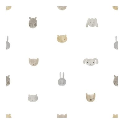 Happy - Állat fejek fehér,szürke tapéta 14811