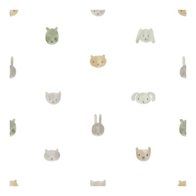 Happy - Állat fejek fehér,zöld tapéta 14812