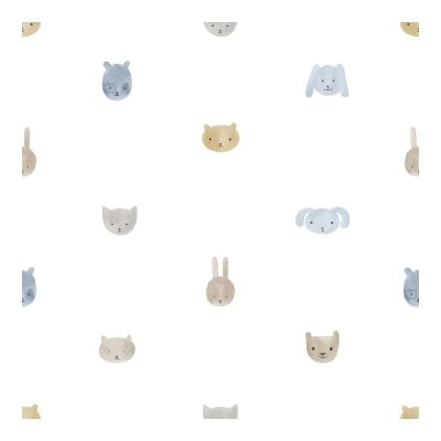 Happy - Állat fejek fehér,kék tapéta 14813