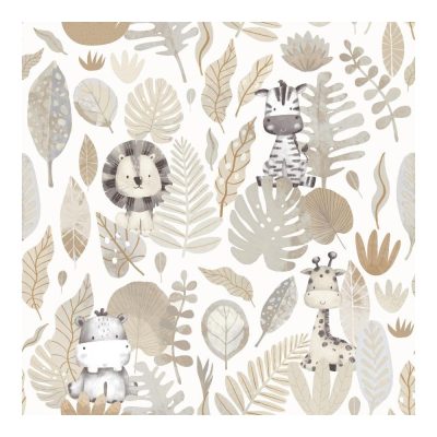 Happy - Dzsungel állatai fehér színű tapéta 14837