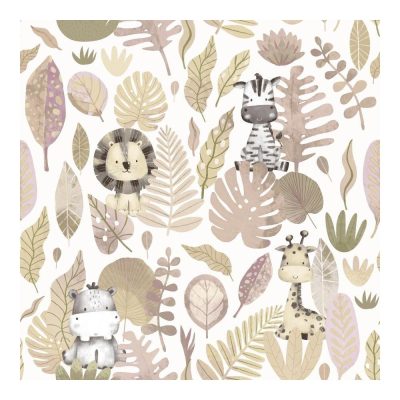 Happy - Dzsungel állatai rózsaszín színű tapéta 14838