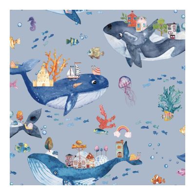 Dream - Bálna város - kék színű tapéta 13220