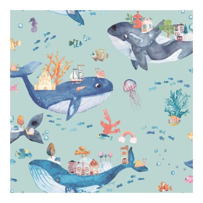 Dream - Bálna város - kékeszöld színű tapéta 13221