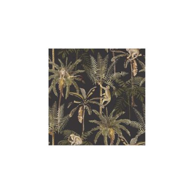Arboretum - Dzsungel mintás majmos fekete tapéta - 91102