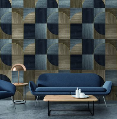 Feature Walls - Modern fa mozaik sötét kék tapéta 1,06x2,8m 