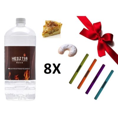 HESZTIA Bioetanol 1,0 L 4db Almás Pite + 4db Vaníliás kifli - Ajándék színes gyújtópálcával 