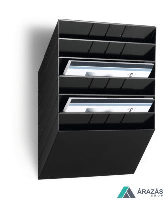 Prospektustartó fali A4 fekvő FLEXIBOXX 6 rekeszes - fekete (1709785060)