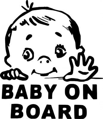 Baby on Board integető baba autómatrica