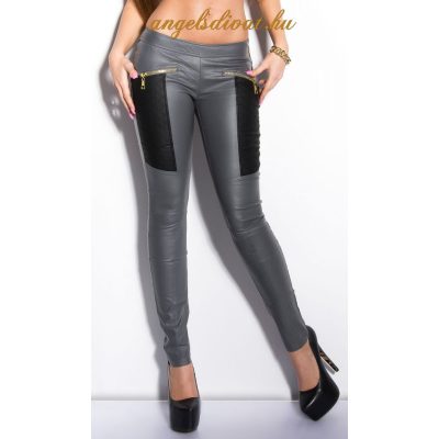 SZÜRKE NŐI NADRÁG CIPZÁR DÍSZES FEKETE BERAKÁSSAL.