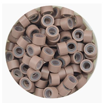 Szilikonos mikrogyűrű hajhosszabbításhoz 4,5 mm világosbarna, 100 db