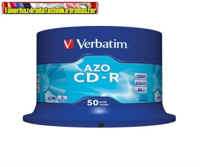 Verbatim CD-R 700 MB, 80min, 52x, hengeren, Crystal (DataLifePlus - AZO) 50db/henger