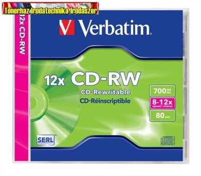 Verbatim CD-RW 700 MB, 8-12x újraírható normál tokban