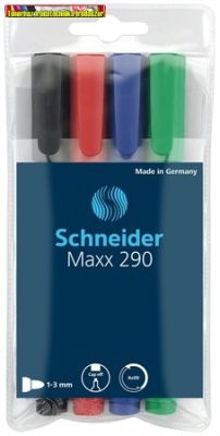 Schneider Maxx 290 tábla- és flipchart marker, 4 színű készlet, kúpos (táblafilc)