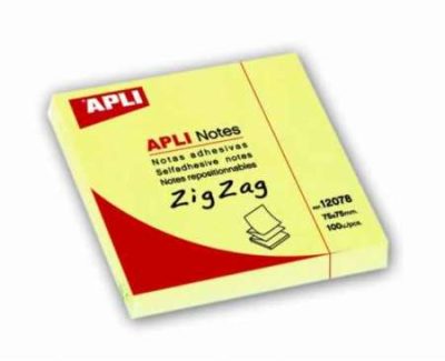 Apli Z öntapadó jegyzettömb, 75x75, sárga 12078 100lap/cs