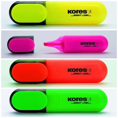 Kores szövegkiemelő sárga,rózsaszín,naracssárga,zöld színben