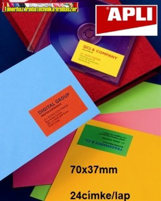 Apli 3 pályás színes etikett, 70 x 37 mm, 24címke/lap 100lap/dob