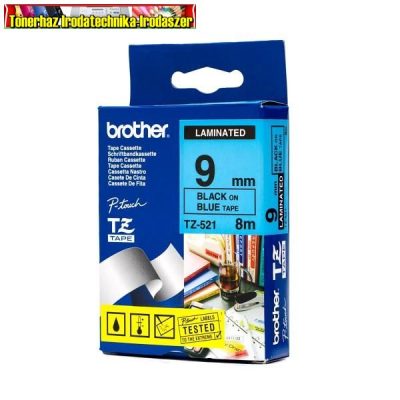 Brother TZ szalagok,TZ-521 kék/fekete 9mm (TZe-521)