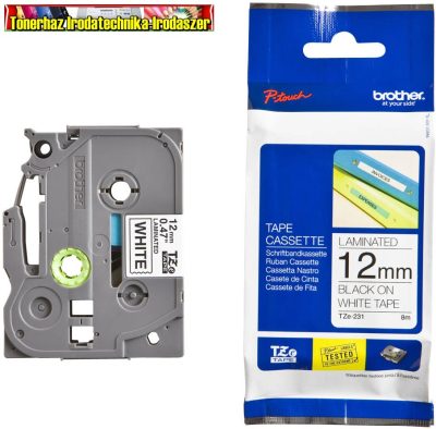 Brother eredeti TZ szalagok, TZ-231 fehér/fekete 12mm (TZe-231)(TZ-231,TZ231,tze231)