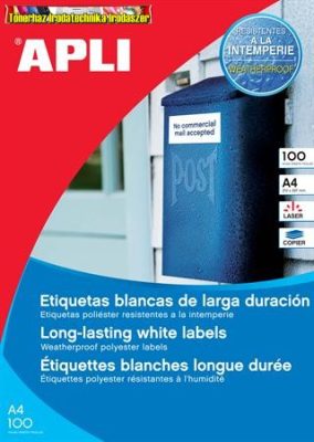 Apli 4 pályás időjárásálló etikett, 45,7x21,2 mm, kerekített sarkú, 48címke/lap 20lap/dob 960 etikett/dob LCA12112