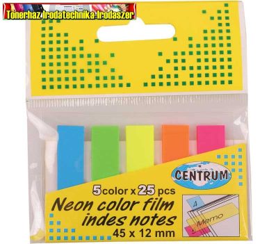 Centrum Oldaljelölő 45x12mm 5x25lap 5színű neon 80408