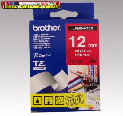 Brother TZ szalagok, TZ-435 piros/fehér 12mm (TZe-435)