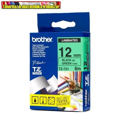 Brother TZ szalagok, TZ-731 zöld/fekete 12mm (TZe-731)