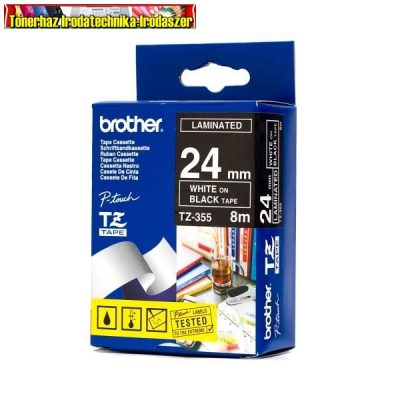 Brother TZ szalagok, TZ-355 fekete/fehér 24mm (TZe-355)
