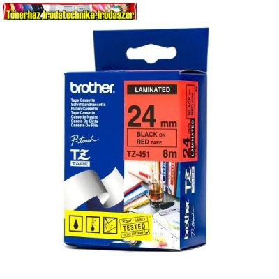 Brother TZ szalagok, TZ-451 piros/fekete 24mm (TZe-451)