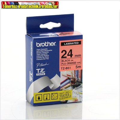 Brother TZ szalagok, TZ-B51 fluor narancs/fekete 24mm (TZe-B51)