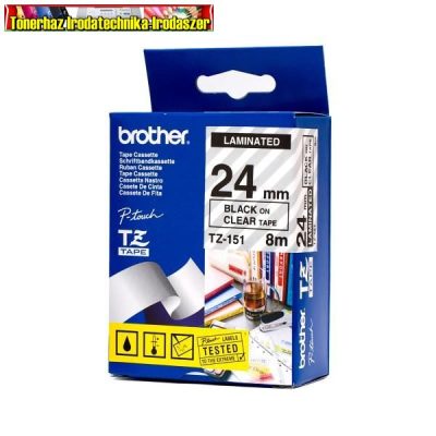 Brother TZ szalagok, TZ-151 átlátsz/fekete 24mm (TZe-151)