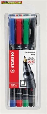 Stabilo OHPEN 842/4 F -es 4 színű alkoholos filc készlet (842F) (vonalvastagság: 0,7mm)
